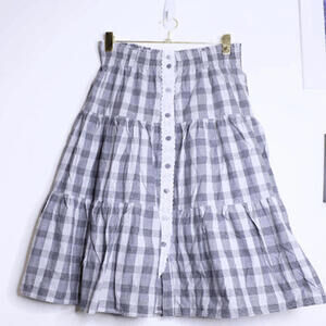 Perry Ellis Ruffle Gingham Country A Line Skirt - Small